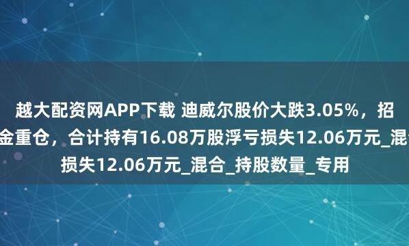 越大配资网APP下载 迪威尔股价大跌3.05%，招商基金旗下3只基金重仓，合计持有16.08万股浮亏损失12.06万元_混合_持股数量_专用