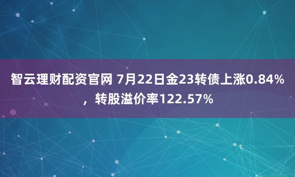 智云理财配资官网 7月22日金23转债上涨0.84%，转股溢价率122.57%