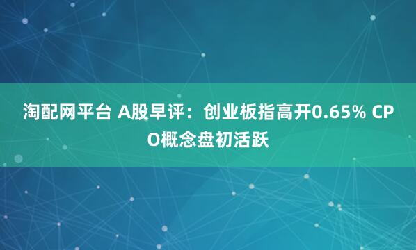 淘配网平台 A股早评：创业板指高开0.65% CPO概念盘初活跃